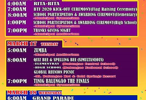 BALUNGAO TOWN FIESTA 2020 SCHEDULE OF ACTIVITIES | Balungao Pangasinan